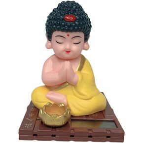FAVOMOTO Buddha Dancing Solar Toy Car Solar Dancer Figure Toy Solar Head Toys Funny Car Shaking Head Toy Desktop Office Decoration
