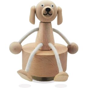 Hefonti Dog Music Box Figurine with Flexible Legs, Wooden Puppy Music Box Rope Posture for Dog Lovers Wife Mom Birthday, Wind Up Musical Box Play You are My Sunshine