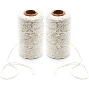Benvo Pack of 2 Green White Cotton Twine and Red White Packing String Christmas Xmas Twine Rope Ribbon Cord for Baking, Butchers, DIY Crafts Wrapping Ornaments Hanging 656 ft Long