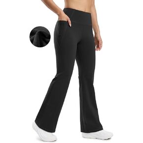 Seamaid Fleece Lined Pants Women 30" Water Resistant Flare Leggings Winter Bell Bottom Yoga Pants with Pockets Hiking