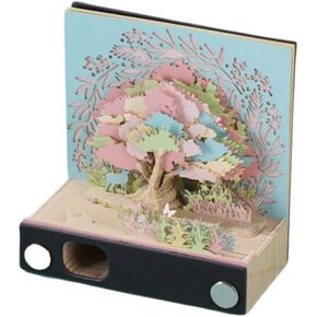 Time Piece Calendar - 2025 Desk Calendar with LED Light - 3D Calendar Paper Carving Art Memo Pad Notepad Gift for Christmas Housewarming Desktop Decoration (with Weekly Calendar & Light)