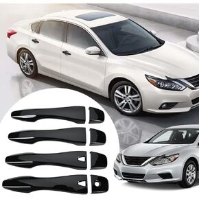 4Pcs Door Handle Cover Trim Exterior Side Door Handle Protector Cover Anti-Scratch Decoration Accessories for Nissan for Altima 2013-2018, Glossy Black