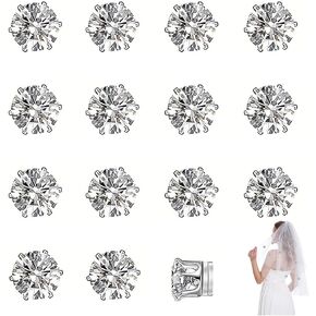 Veil Weights Wedding Magnetic Diamonds, Elegant Shiny Rhinestones Crystals Hijab Magnets for Clothes Scarves Women Girls Bridal Cathedral Wedding Dress Veil Accessories (14 Pcs)