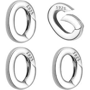 PH PandaHall 3 Sizes 925 Sterling Silver Spring Clasp 3pcs Round Spring Clasp Spring Gate Rings Metal Round Snap Clasp Spring Clasp Connector for Jewelry Making Necklace Bracelets, 6/8/9.5mm