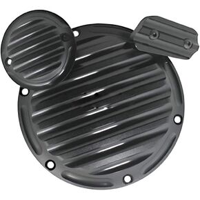 Derby Timer Clutch Timing Covers Compatible with Harley, Black+Chrome