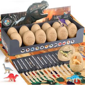 Dinosaur Eggs Dig Kit - Dinosaur Toys for Kids 5-7, Dinosaur Eggs Excavation Kit with 12 Dinosaurs Inside, Fossil Dino Toy, Dinosaur Gifts for Boys Girls 6 and Up Year Old Birthday Easter Gifts