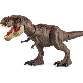 Tyrannosaurus Rex Action Figure Toy - Continuing Head Strike T Rex Dinosaur Toy with Roar & Light Up, Neck Attack, Tail Flick Attack, Movable Jaws and Limbs, Posable Toy for Kids Ages 3-8