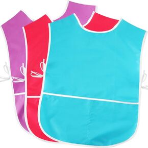 Skylety 3 Pieces Children Painting Aprons Artist Smock Waterproof Painting Apron with Pocket for Kitchen Classroom Community Event Crafts Art Painting Activity (Pink, Purple, Blue)