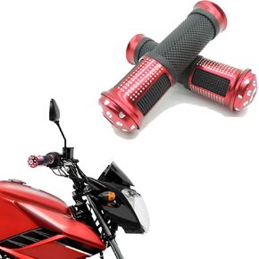 HiSport 7/8" 22mm Universal Motorcycle Handlebar Grips Motorcycle Hand Grips Non-Slip - Compatible with Chopper Cruiser Bike Street Bike Dirt Bike,2PCs,RED