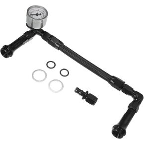 ACROPIX 4150 Braided Fuel Line with Pressure Gauge AN6 Dual Feed Carb Fuel Line for 4150 Based Carburetor Aluminum Black Car Parts