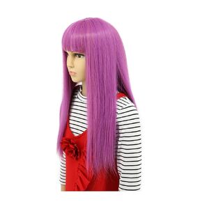 karlery Kids Girls Mal Wig Long Straight Purple Wig Halloween Cosplay Wig Anime Costume Party Wig