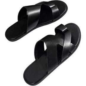 Verdusa Men's Casual Crisscross Leather Flip Flops Thong Sandals