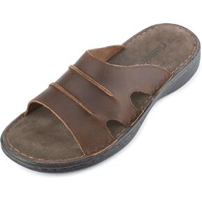 riemot Men's Leather Sandals Outdoor Walking Cushioning Arch Support Sandals Casual Lightweight Non-slip Summer Slides Shoes US 9-14