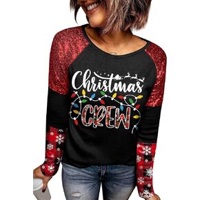 For G and PL Christmas Women's Long Sleeve Sequin Raglan Sparkle Sweatshirt