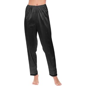 Women's Silk Pettipants Slip Ankle Length Snip-it Pant Liner Satin Culotte Slip Elastic Waistband Lace Sleep Pants