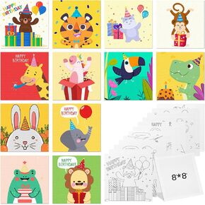 12 Pack Pre Drawn Canvas to Paint for Kids Adults, 8x8 inch Cute Pre Printed Canvas Painting for Girls Boys and Beginners, Paint Gift for Valentines Party Favor Activities (Princess)