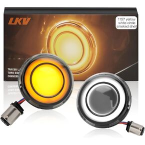 LKV 1157 Front Motorcycle LED Turn Signals Light 2 Inch Bullet Smoked Lens Compatible for Harley Davidson Touring Dyna Softail Sportster Street Glide Road Glide Iron 883 Road King