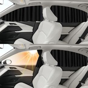Car Side Window Sun Shades with Tracks - Car Privacy Covers with F-Series Silverado RAM GMC Sierra Tundra Full-Size Pickup Trucks - UV Glare Protection Car Curtains for Baby Sleeping Camping, 4PCS