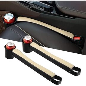 Car Seat Gap Filler,Console Side Pocket Organizer with Movable Cup Holder,Car Seat Gap Pad for Cellphone Wallet Coin Key,Premium PU Leather,2 Pack