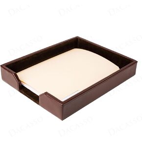 Dacasso Dark Brown Bonded Leather Luxury Letter Tray Holder - Paper Organizer for Desktop Office Essentials & Executive Desk Decor