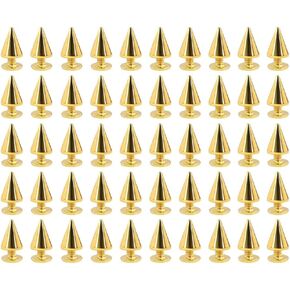 ZYAMY 50pcs Metal Cone Spikes 9.5mm Bullet Metallic Screw Back Studs for DIY Leather Craft Bag Clothing Shoes Belts Rapid Rivets Punk Accessories, Silver