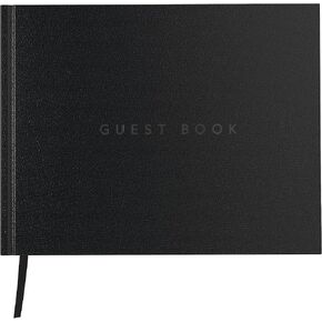 Useful Co. Black Guest Book, Use as Guest Book Wedding Reception, Sign in Book, Guest Book for Vacation Home, Funeral Guest Book, Hardbound Guestbook, Leather Cover, 112 Pages, 9 x 7 Inches