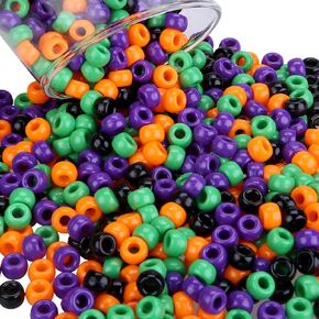 1000PCS Green White Orange Pony Beads St Patricks Day Pony Beads Bulk Loose Bead Set Hair Beads for Friendship Bracelet Necklace DIY Supplies