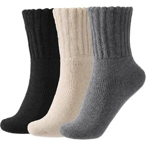 Wool Socks for Women - 3 Pairs Womens Thicken Wool Thermal Socks Winter Thick Warm Hiking Cozy Crew Comfy