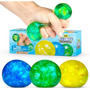 YoYa Toys Gleameez Glitter Stress Ball Fidget Toy Pack | Colorful Squish Balls Filled with Sparkling Foil Glitters | Excellent for Stress Relief, Focus, Relaxation & Gift Giving | 3 Pack