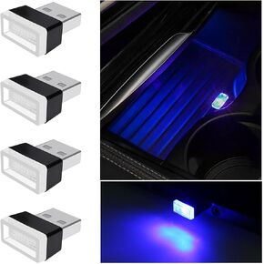 Mandark 4PCS USB LED Car Interior Atmosphere Lamp, Plug-in USB Interface Vehicle Decor Night Light, Portable Mini Automotive Ambient Lighting Kits, Universal for SUV, Sedan, Truck (White)