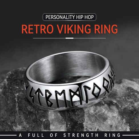 FaithHeart Norse Viking Spinner Runes Ring Stainless Steel/Gold Plated Rotatable Band Rings for Men Women- Can Personalized Engrave in Saudi Arabia