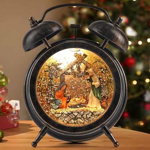 فانوس عيد الميلاد المضاء على شكل كرة ثلجية، ساعة منبه سنو غلوب 6 ساعات، فانوس عيد الميلاد الموسيقي، يعمل USB/البطارية، زينة عيد الميلاد في الأماكن المغلقة (كسارة البندق) in Kuwait