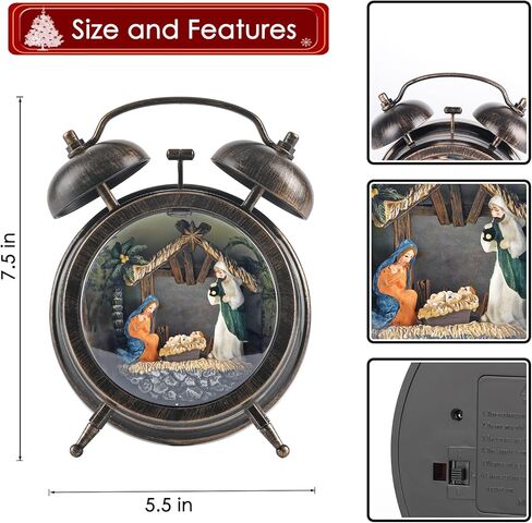 فانوس عيد الميلاد المضاء على شكل كرة ثلجية، ساعة منبه سنو غلوب 6 ساعات، فانوس عيد الميلاد الموسيقي، يعمل USB/البطارية، زينة عيد الميلاد في الأماكن المغلقة (كسارة البندق) in Kuwait