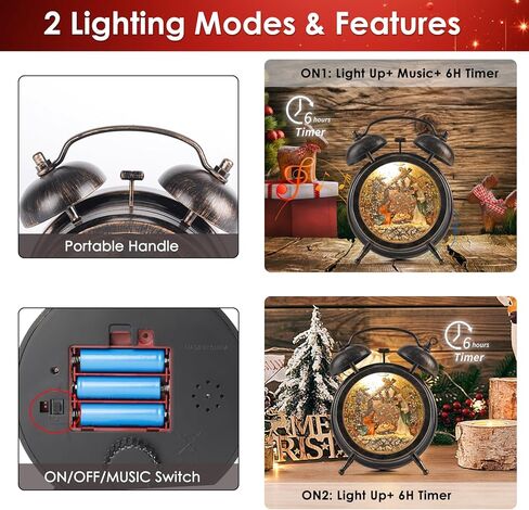 فانوس عيد الميلاد المضاء على شكل كرة ثلجية، ساعة منبه سنو غلوب 6 ساعات، فانوس عيد الميلاد الموسيقي، يعمل USB/البطارية، زينة عيد الميلاد في الأماكن المغلقة (كسارة البندق) in Kuwait