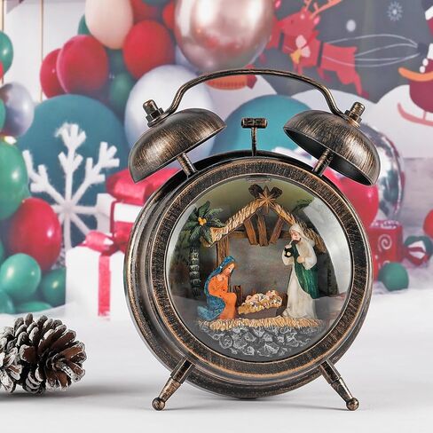 فانوس عيد الميلاد المضاء على شكل كرة ثلجية، ساعة منبه سنو غلوب 6 ساعات، فانوس عيد الميلاد الموسيقي، يعمل USB/البطارية، زينة عيد الميلاد في الأماكن المغلقة (كسارة البندق) in Kuwait