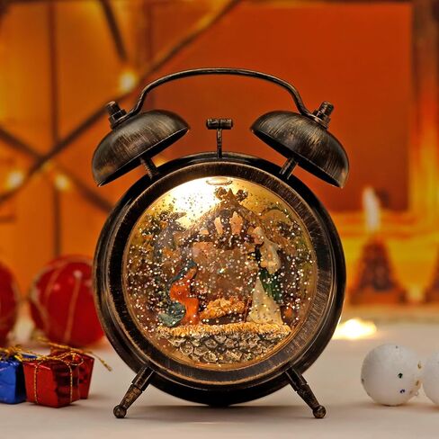 فانوس عيد الميلاد المضاء على شكل كرة ثلجية، ساعة منبه سنو غلوب 6 ساعات، فانوس عيد الميلاد الموسيقي، يعمل USB/البطارية، زينة عيد الميلاد في الأماكن المغلقة (كسارة البندق) in Kuwait