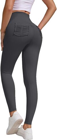 High Waist Pocket Yoga Pants for Women V Cross Waist Butt Lifting Tummy Control Workout 4 Way Stretch Yoga Leggings in Saudi Arabia