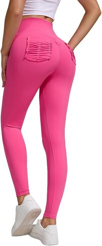 High Waist Pocket Yoga Pants for Women V Cross Waist Butt Lifting Tummy Control Workout 4 Way Stretch Yoga Leggings in Saudi Arabia