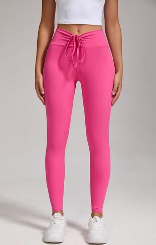 High Waist Pocket Yoga Pants for Women V Cross Waist Butt Lifting Tummy Control Workout 4 Way Stretch Yoga Leggings in Saudi Arabia