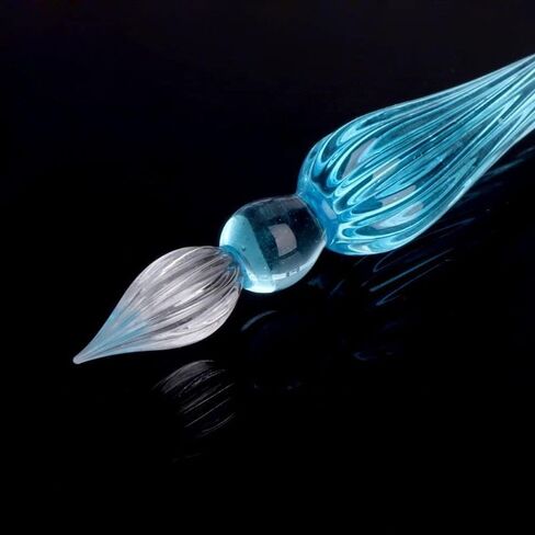 2Pcs Peacock Blue Glass Dip Pen Vintage Glass Dip Dipping Pen Filling Ink Signature Calligraphy Fountain Pens Art Painting Writing Supplies, Drawing Media, Drawing Pens in Saudi Arabia