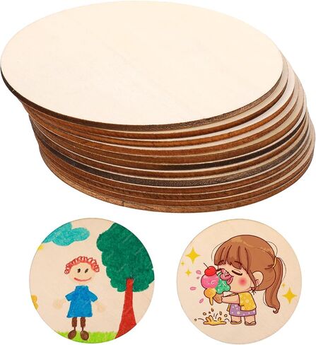 Bewudy 6 Pieces of Wood Circles for Crafts, 8 Inch Unfinished Wood Circles Discs, Wooden Ornaments for Crafts for DIY Crafts Door Hanger Sign Wood Buring Painting Christmas Decorate (6Pcs,20CM/8IN) in Saudi Arabia