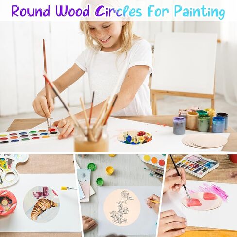 Bewudy 6 Pieces of Wood Circles for Crafts, 8 Inch Unfinished Wood Circles Discs, Wooden Ornaments for Crafts for DIY Crafts Door Hanger Sign Wood Buring Painting Christmas Decorate (6Pcs,20CM/8IN) in Saudi Arabia