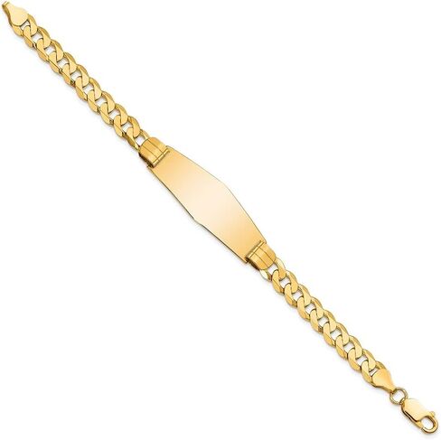 Diamond2Deal 14K Yellow Gold Curb Link Soft Diamond Shape ID Bracelet 8inch in Saudi Arabia