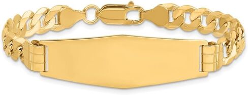 Diamond2Deal 14K Yellow Gold Curb Link Soft Diamond Shape ID Bracelet 8inch in Saudi Arabia
