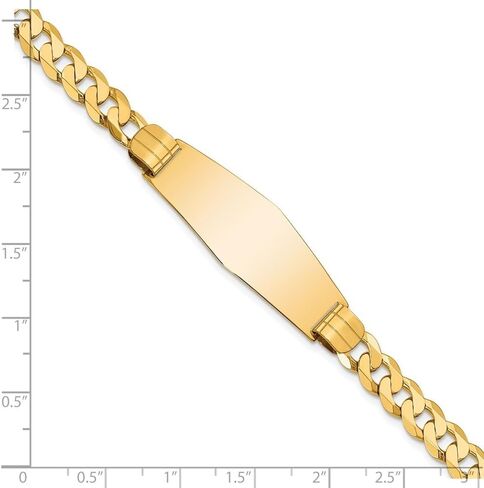Diamond2Deal 14K Yellow Gold Curb Link Soft Diamond Shape ID Bracelet 8inch in Saudi Arabia