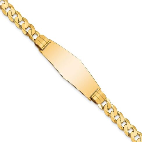 Diamond2Deal 14K Yellow Gold Curb Link Soft Diamond Shape ID Bracelet 8inch in Saudi Arabia