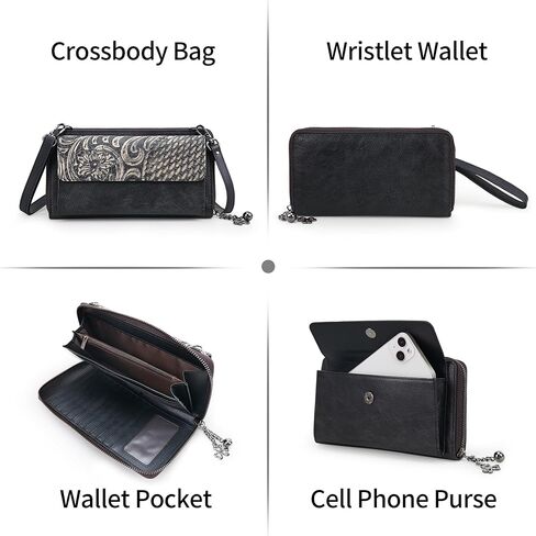 Crossbody Bags For Women, Wristlet Wallet Phone Purse Shoulder handbags Multi-Function Small Clutch Card Holder in Kuwait