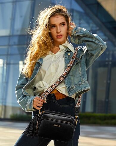 LOVEVOOK Small Crossbody Bags for Women, Vintage Leather Purse for Gift, Shoulder Handbags with Top Handle, Wide Strap in Saudi Arabia