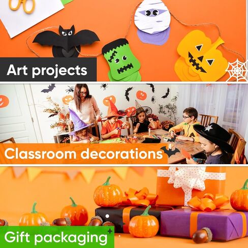 36" x 1200" (100 ft) Halloween Crafts Kraft Paper Rolls Set, 45 Lbs - Orange, Black, Lilac, Green Kraft Paper - Made in USA Colored Paper for Kids Crafts, DIY, School, Gift Wrapping in Saudi Arabia