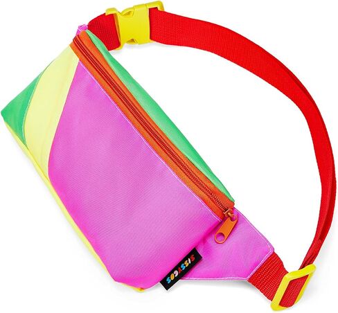 sissycos 80s Retro Neon Fanny Pack, 90s Crossbody Bag,2 Pockets Belt Waist Bags, Neon Accessories for Women Men Waist Packs, Adjustable & Lightweight in Kuwait